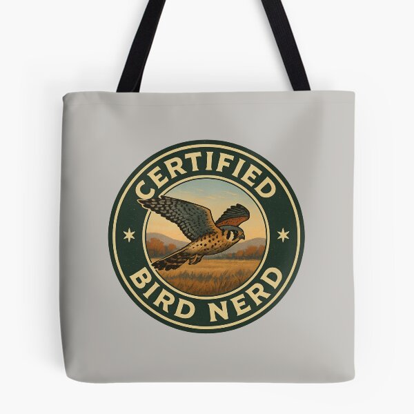 Aperçu de l'œuvre Insigne vintage Prairie de la Crécerelle d'Amérique certifiée Bird Nerd créée et vendue par Brainy Bird's Place.