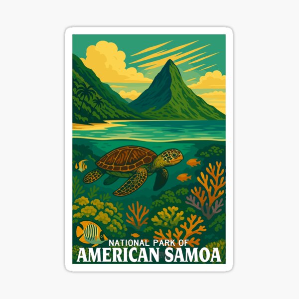 Aperçu de l'œuvre Autocollant du parc national des Samoa américaines créée et vendue par Ismeal Von.
