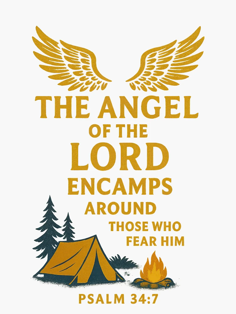 Thumbnail 3 von 3, Sticker, Psalm 34:7 – Der Engel des Herrn lagert sich um die her, die ihn fürchten designt und verkauft von SimplySelim.