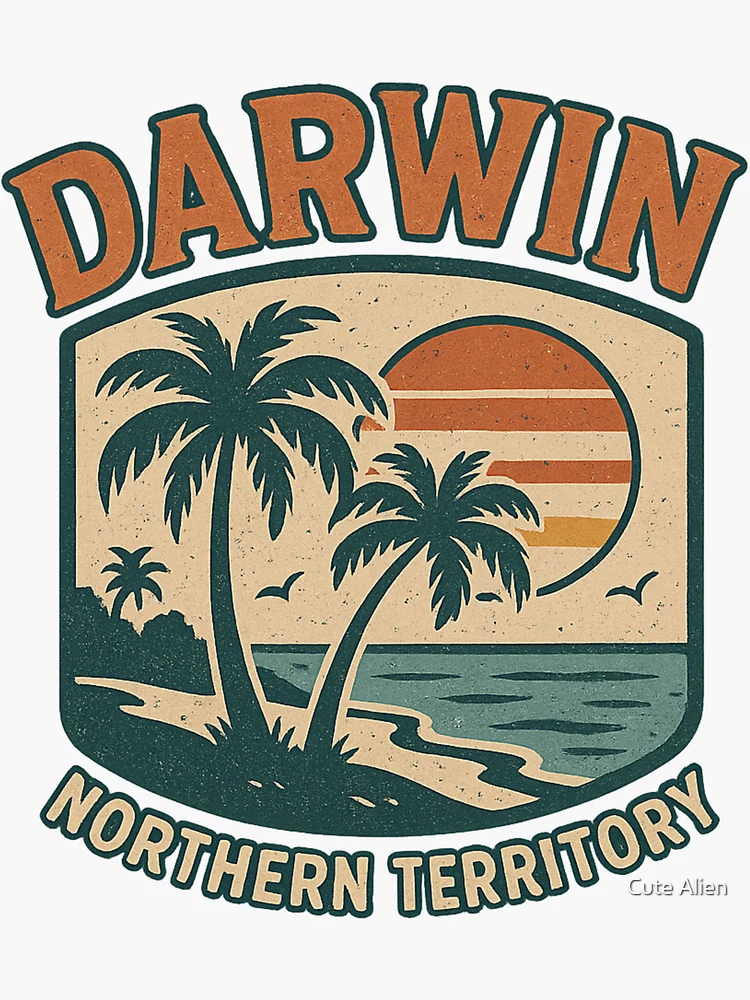 Imagen 3 de 3, Pegatina con la obra Darwin, Territorio del Norte, diseñada y vendida por Cute Alien.