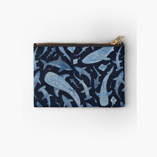 Item preview, Océano de tiburón acuarela azul monocromo sobre negro designed and sold by adenaJ.