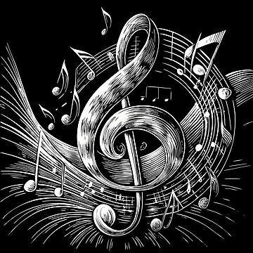 Artwork thumbnail, Black White Musical Notes Motion Music Vibes Ink by ART ATTACK ZONE