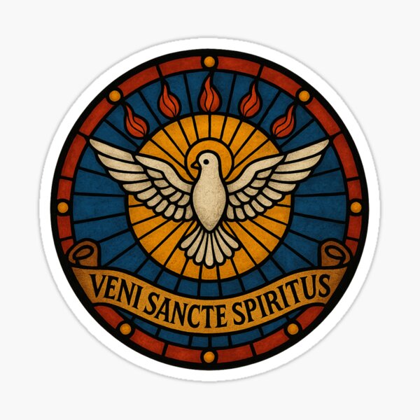 Item preview, Veni Sancte Spiritus – vitral Espíritu Santo designed and sold by ApologeticaCatolica.org.