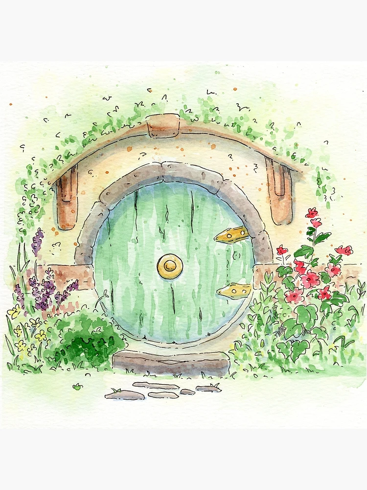 Aperçu 3 sur 3. Poster avec l'œuvre Porte verte du Hobbit créée et vendue par ThreeGoblinArt.