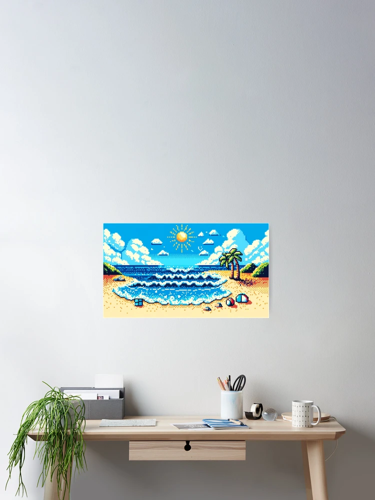 Thumbnail 2 of 3, Poster, Pixel Beach designed and sold by Brennan Artistry.