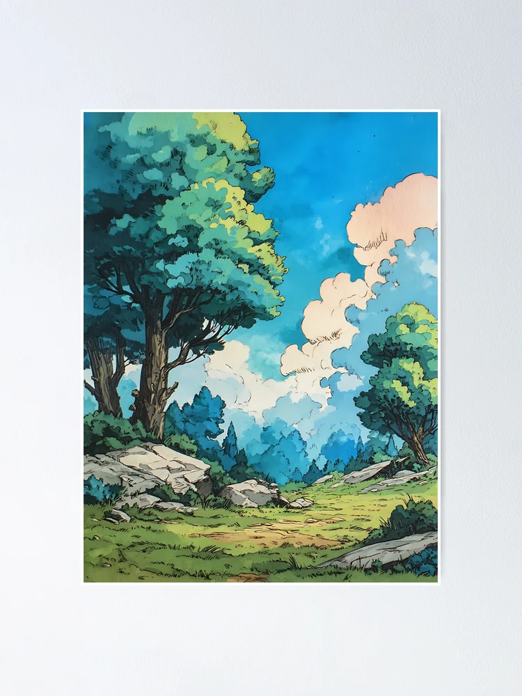 Thumbnail 1 of 3, Poster, Classic Anime Landscape designed and sold by bapupa.