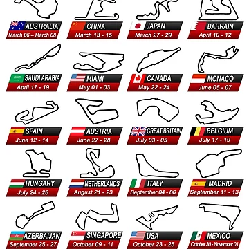 Imagen de la obra Calendario Fórmula 1 2026 Circuitos Sport Blanco V2 de ideasfinder