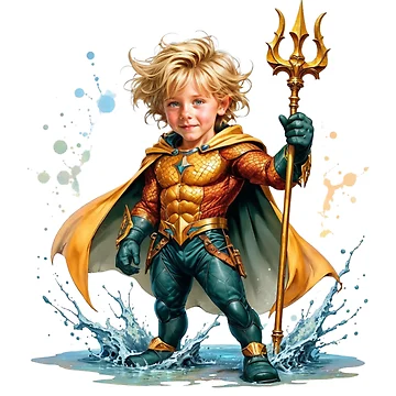 Artwork thumbnail, Aquaman-Inspired Superhero Kid Customizable Print by Platypus Pics