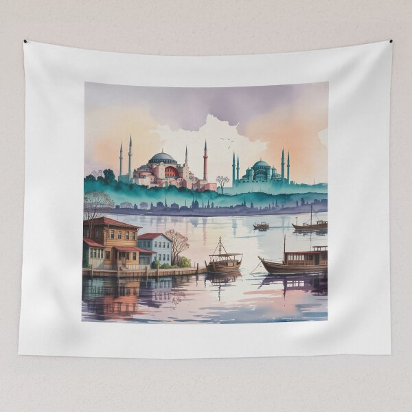 Aperçu de l'œuvre Aquarelle Ville d'Istanbul Turquie créée et vendue par ArtQueen777.