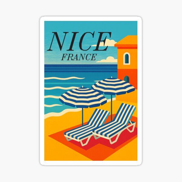 Aperçu de l'œuvre Affiche de voyage Nice France créée et vendue par Pink Pineapple Works.