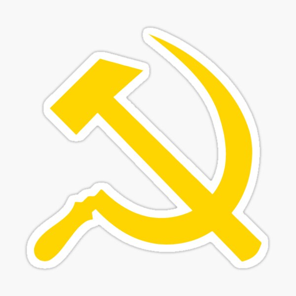 Aperçu de l'œuvre Faucille et marteau jaunes | Motif socialiste ensoleillé pour autocollants, t-shirts et casquettes | Art de l'optimisme révolutionnaire | Vêtements de fierté prolétarienne et anticapitalistes créée et vendue par RevolutionToday.