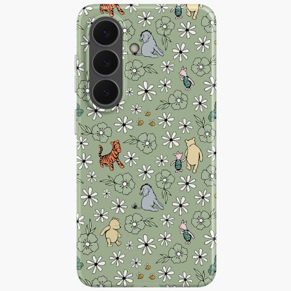 Aperçu de l'œuvre Winnie l'ourson et ses amis, motif floral vert sauge classique créée et vendue par KrisInStitches.