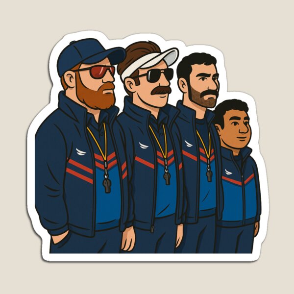 Aperçu de l'œuvre Entraîneurs de l'AFC Richmond – Illustration de personnages de dessins animés créée et vendue par BackstopAndCo.