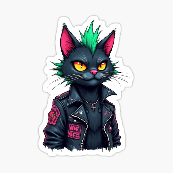 Artikelvorschau, Punk-Katzen-Version - Alle Katzen sind schön entworfen und verkauft von Ikaroots.