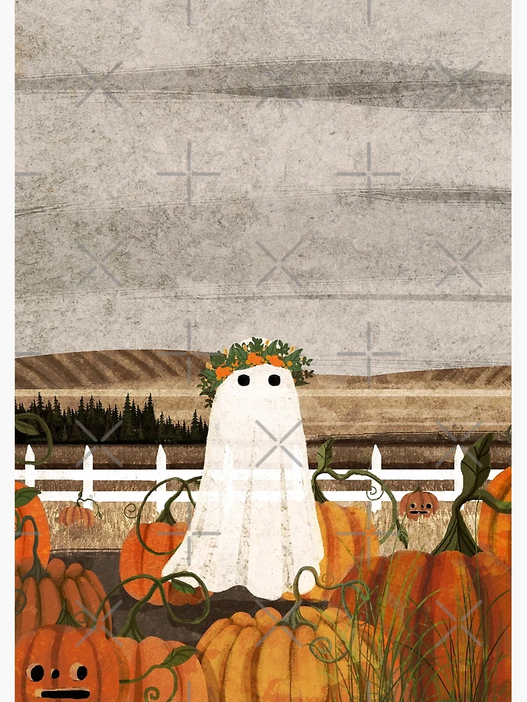 Thumbnail 2 of 2, Greeting Card, There's a Ghost in the Pumpkins Patch Again... designed and sold by katherineblower.
