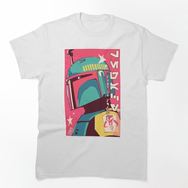 Aperçu de l'œuvre The Mandalorian Cute – Fan Art esthétique bleu rose jaune créée et vendue par FanDrop Co..