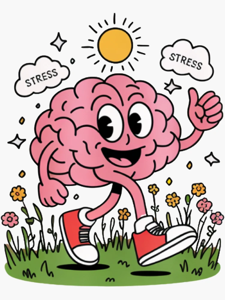 Thumbnail 3 of 3, Sticker, mental health walk Walking Off the Worries designed and sold by Uglyandcute.