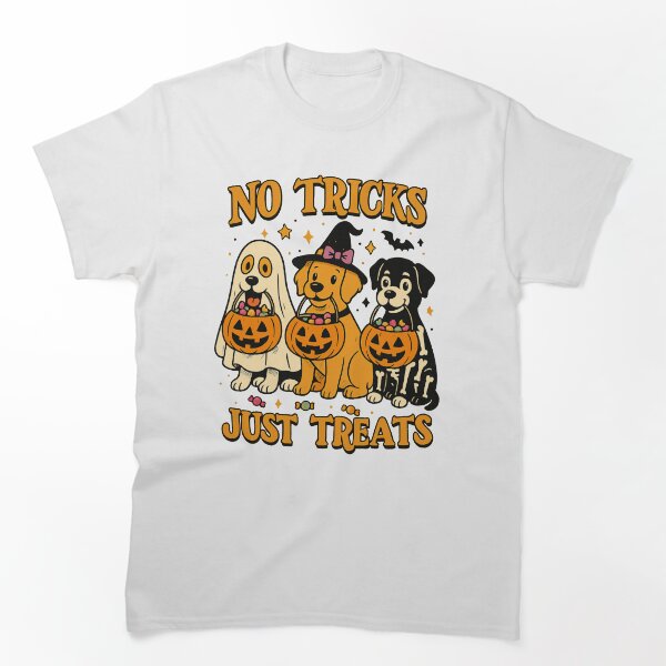 Aperçu de l'œuvre Pas de tours, juste des friandises pour chiens d'Halloween créée et vendue par Clinomania Art.