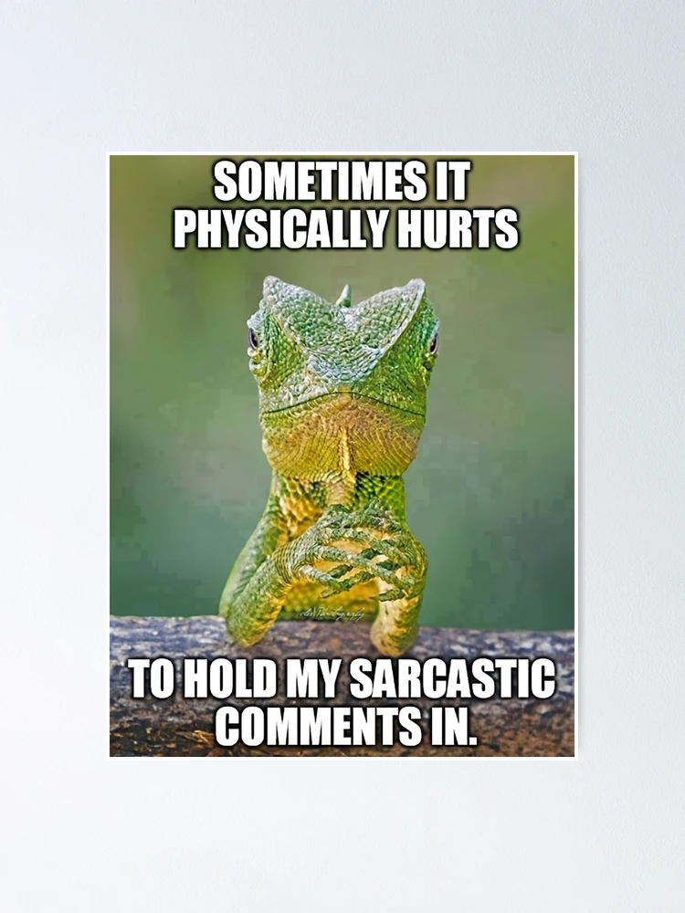 Thumbnail 1 of 3, Poster, Lizard Meme, Lizard, sarcasm,sarcastic designed and sold by graphic-genie.