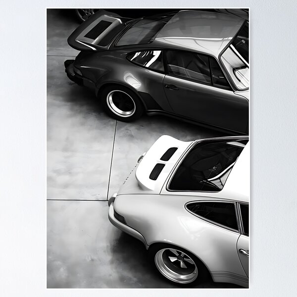 Item preview, Póster del Porsche 911: coche clásico en blanco y negro designed and sold by shopcanva.