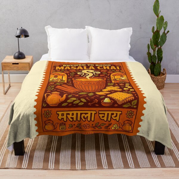 Item preview, Masala Chai Poster- Brewed to Bond | Vintage Stamp-Style Indian Tea Art | Chai Lover Art designed and sold by The Uphaar Store.