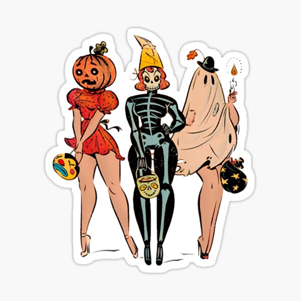 Item preview, Bruja de Halloween Pin Up Retro Vintage Calabaza Mujeres designed and sold by LeroyGardner1.