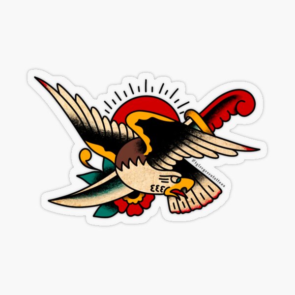 Aperçu de l'œuvre Aigle et Dague créée et vendue par Tyler Green Tattoo Stickers.