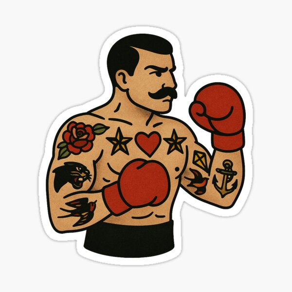Item preview, Traditional Tattooed Boxer – Vintage Old School Tattoo Flash Art designed and sold by Scandi-Design.