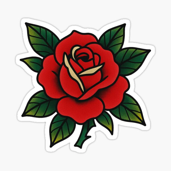 Item preview, Tatuaje tradicional de rosa roja: diseño flash de la vieja escuela designed and sold by Scandi-Design.