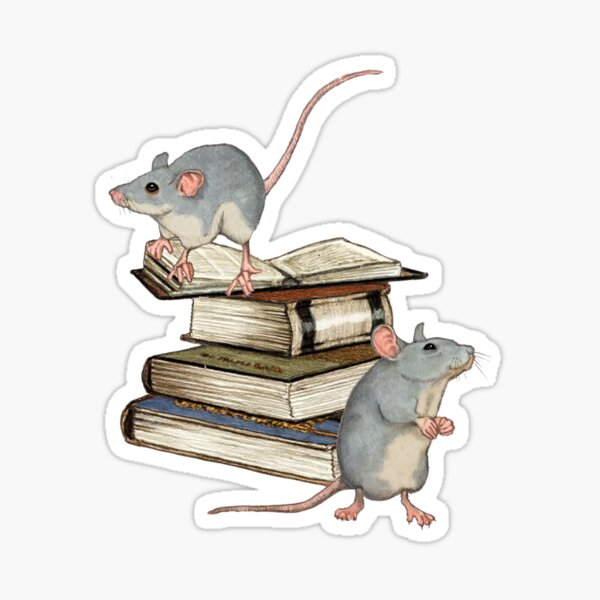 Aperçu de l'œuvre De jolies souris jouant sur une pile de livres créée et vendue par JoyfulWhimsy.