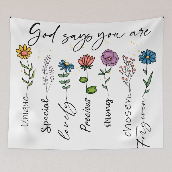 Item preview, God says You are Unique Special Lovely Precious Strong Chosen Forgiven designed and sold by Margival.