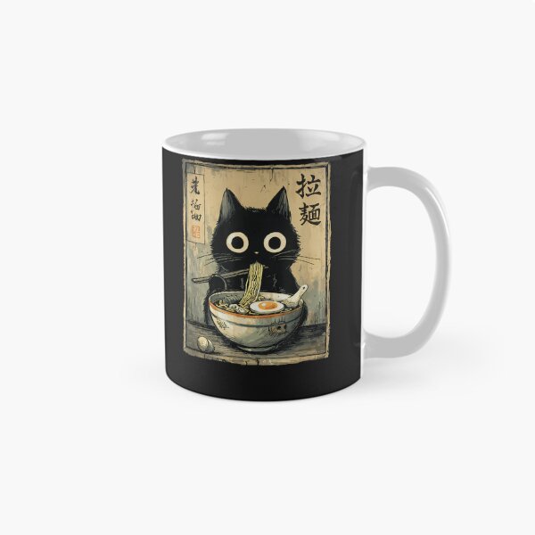 Aperçu de l'œuvre Illustration de nouilles japonaises rétro Kawaii Ramen Cat créée et vendue par cawtoon.