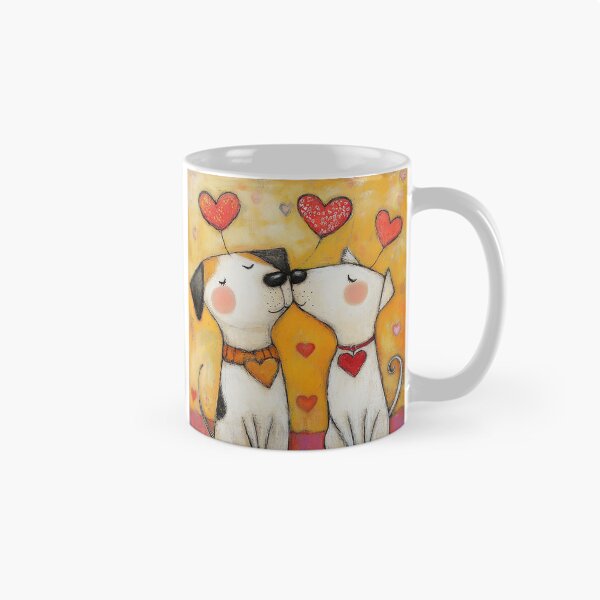 Aperçu de l'œuvre Chiens mignons embrassent les cœurs amour romantique Saint Valentin créée et vendue par She was a Dreamer....