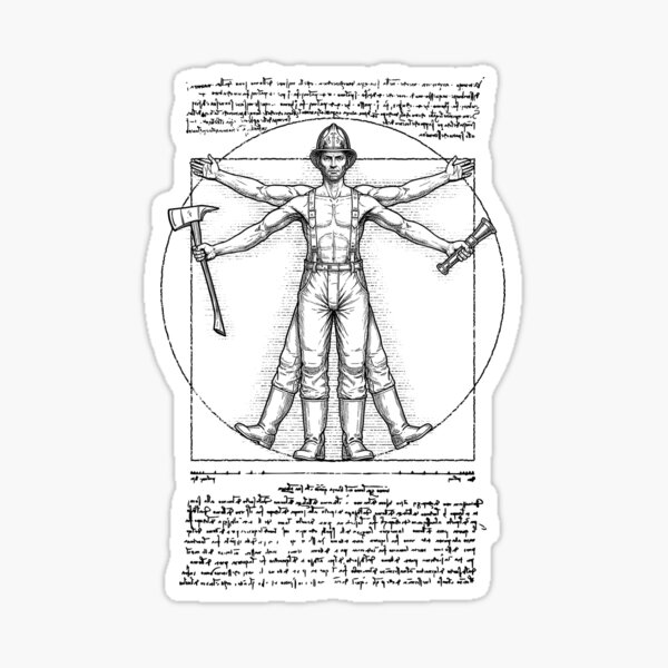Item preview, Bombero Bombero Hombre de Vitruvio Leonardo Da Vinci Vintage designed and sold by GrandeDuc.
