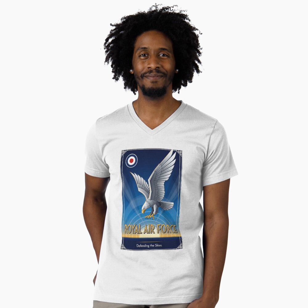 Vista previa del artículo con la obra «Camiseta de cuello en V», diseñado y vendido por Skyframe Aviation.