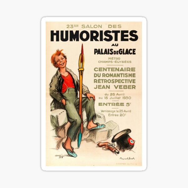 Aperçu de l'œuvre Affiche d’art vive de Paris des années 1930 | 23ème Salon des Humoristes | Palais des Glaces | Rétrospective Jean Veber | Humour et satire créée et vendue par artofuniverse.