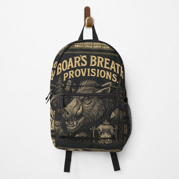 Aperçu de l'œuvre Version 2 - Magasin général Boar's Breath Provisions – T-shirt vintage rustique avec motif sanglier sauvage créée et vendue par markmm9.