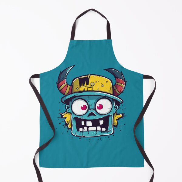 Item preview, Shocked Blue Cartoon Monster Head with Horned Yellow Helmet designed and sold by Art Co..