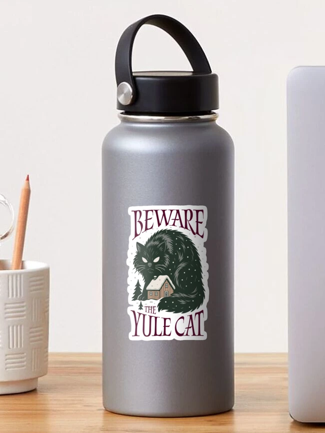 Thumbnail 1 of 3, Sticker, Beware the Yule Cat designed and sold by Kindred & Thistle.