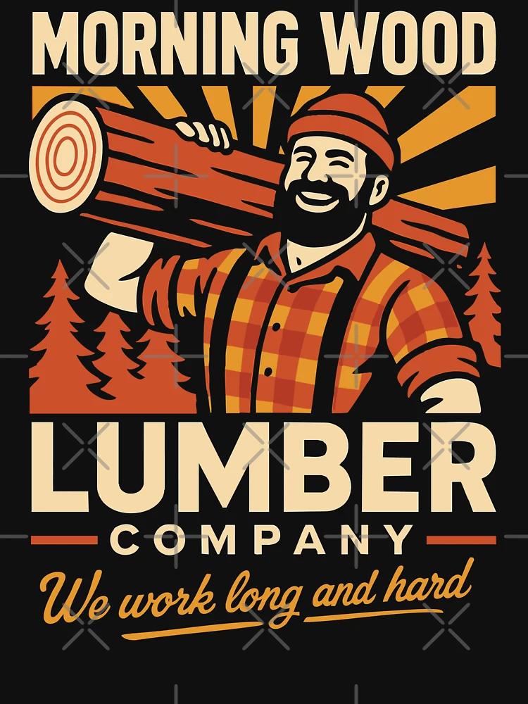 Imagen 7 de 7, Camiseta clásica con la obra Arte con juego de palabras divertido de la empresa maderera Morning Wood, diseñada y vendida por Victor Shadehorn.