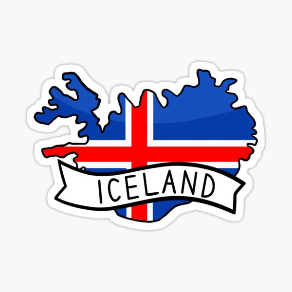 Item preview, Pegatina del mapa de la bandera de Islandia designed and sold by Drawingvild.