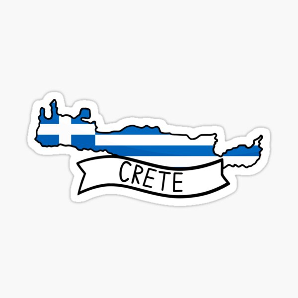 Aperçu de l'œuvre Autocollant carte du drapeau de la Grèce et de la Crète créée et vendue par Drawingvild.