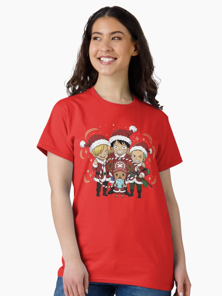 Aperçu 3 sur 7. T-shirt classique avec l'œuvre Noël avec One Piece ?☠️ créée et vendue par onpiecearts.