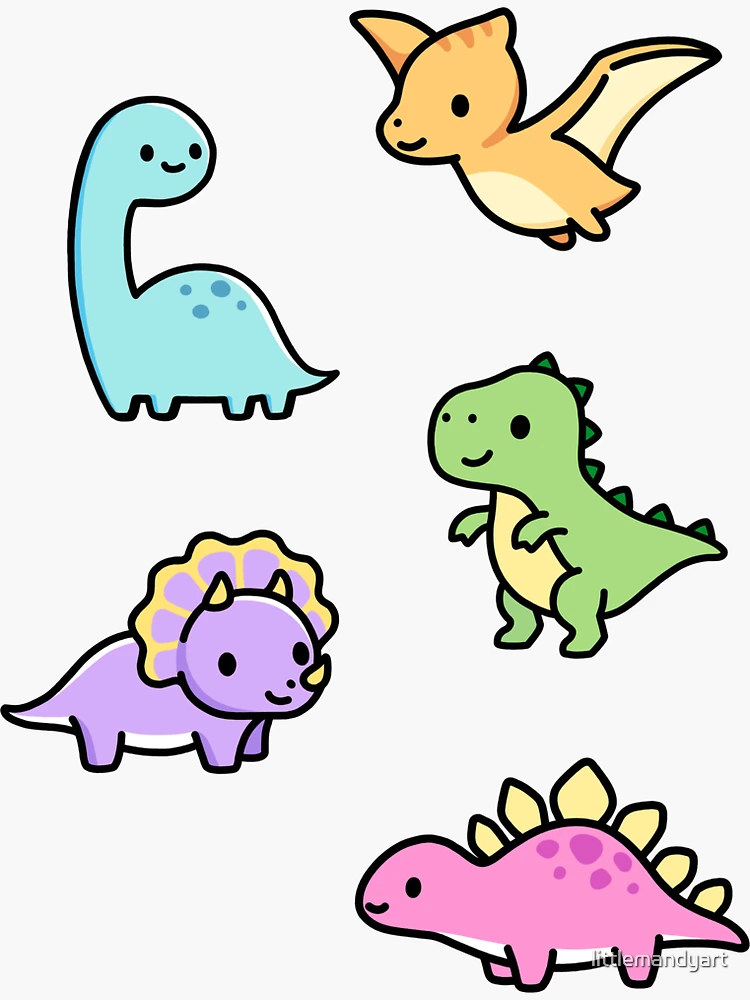Imagen 3 de 3, Pegatina con la obra Dinosaurios lindos, diseñada y vendida por littlemandyart.