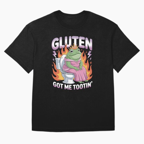 Item preview, El gluten me tiene loco Meme sarcástico y divertido de rana con gluten Celíaco designed and sold by FortuneFull.