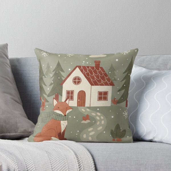Artikelvorschau, Gemütliche Winterhütte – Skandinavische Waldweihnachtsszene – Verschneites Waldhaus im Cottagecore-Stil entworfen und verkauft von kinany00.