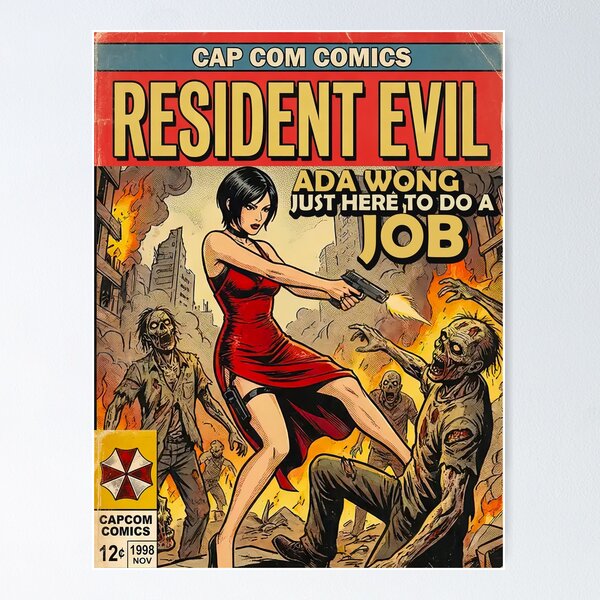 Aperçu de l'œuvre Resident Evil Ada Wong BD classique art de jeu rétro créée et vendue par Back2Collage.
