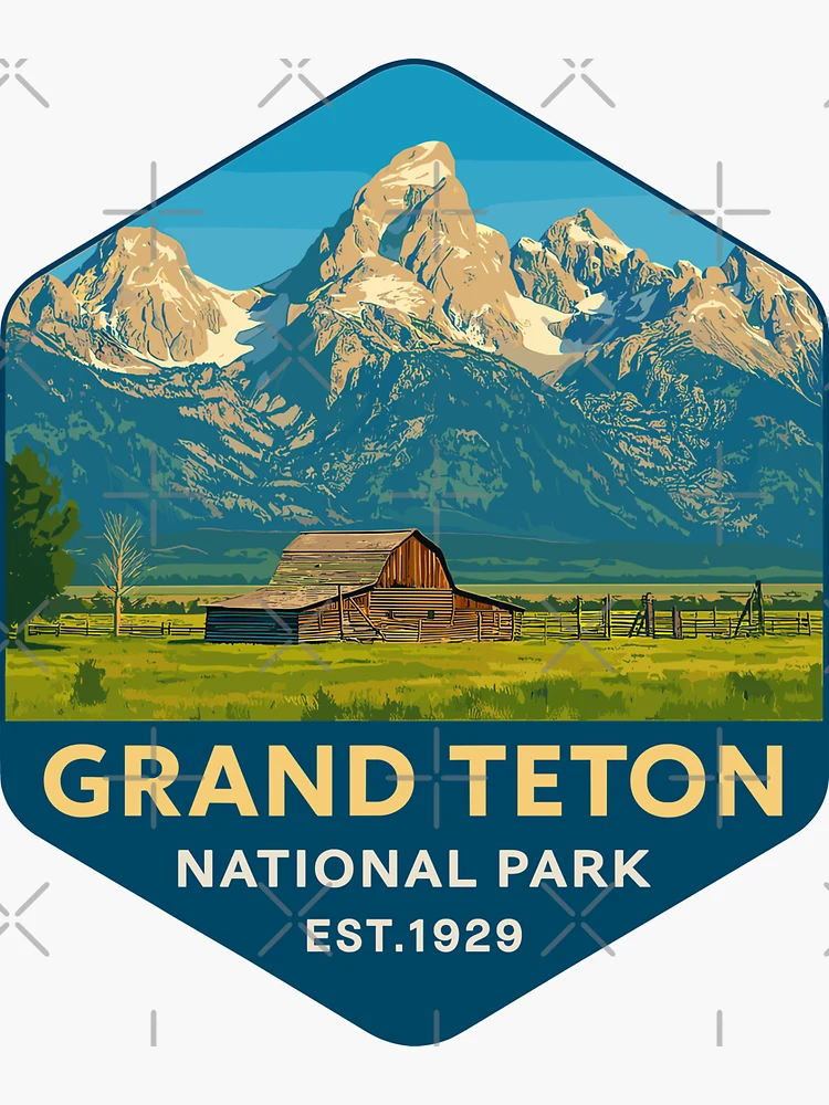 Imagen 3 de 3, Pegatina con la obra Pegatina retro del Parque Nacional Grand Teton, diseñada y vendida por Gideon Emmerich.