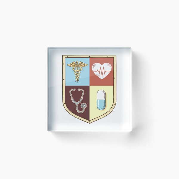 Item preview, Emblema médico vintage - Símbolos médicos - Escudo con estetoscopio designed and sold by Plakartis.