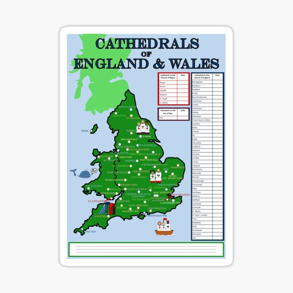 Aperçu de l'œuvre Carte des cathédrales d'Angleterre et du Pays de Galles créée et vendue par EmilyHowling.